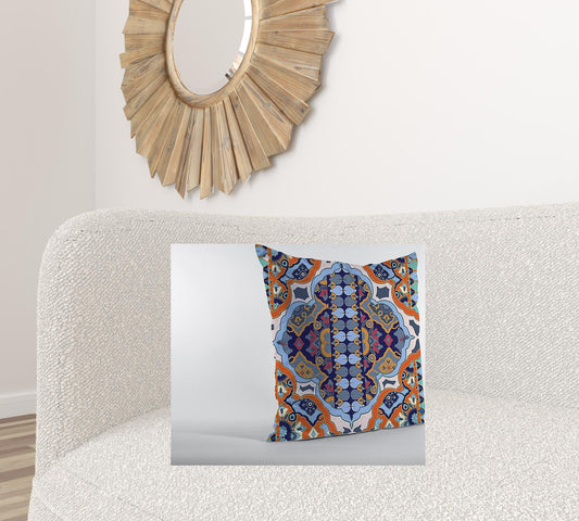 20" Orange Blue Decorative Suede Throw Pillow FurniFindUSA