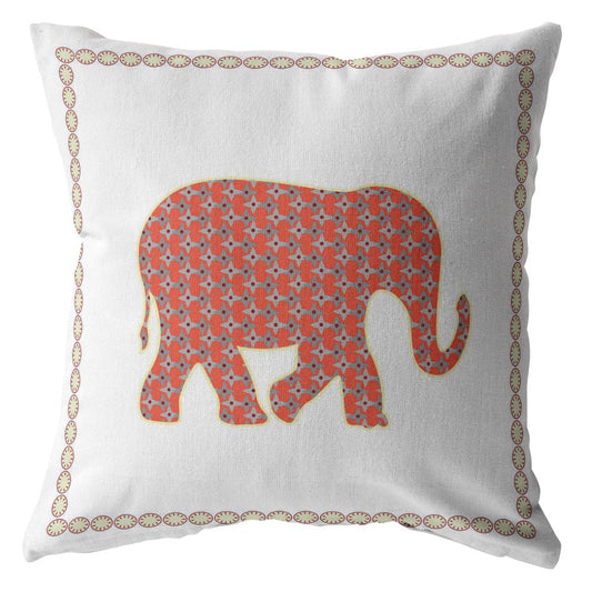 20"X20" Orange On Cream Geometric Blown Seam Polyester Throw Pillow FurniFindUSA