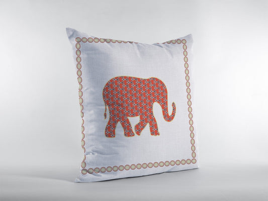 20"X20" Orange On Cream Geometric Blown Seam Polyester Throw Pillow FurniFindUSA