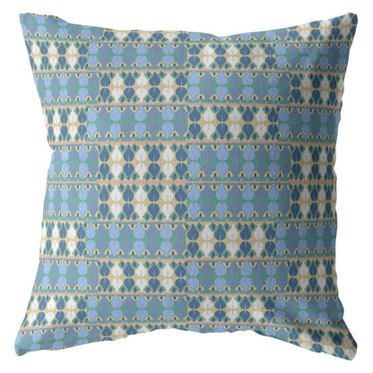 20" Blue Cream Spades Suede Throw Pillow FurniFindUSA