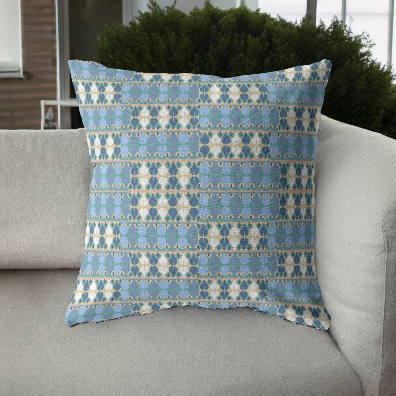 20" Blue Cream Spades Suede Throw Pillow FurniFindUSA