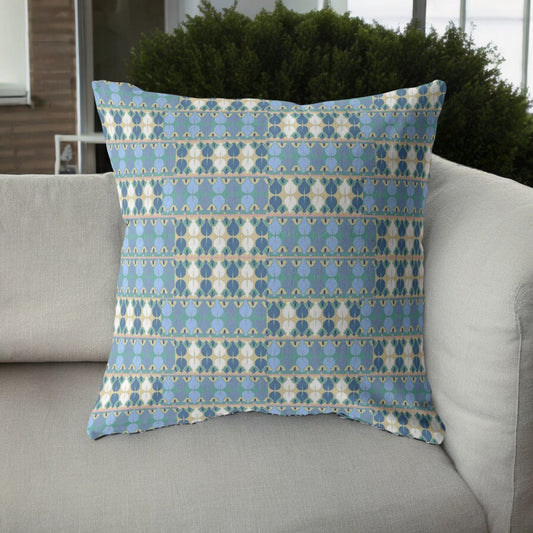 20" Blue Cream Spades Suede Throw Pillow FurniFindUSA