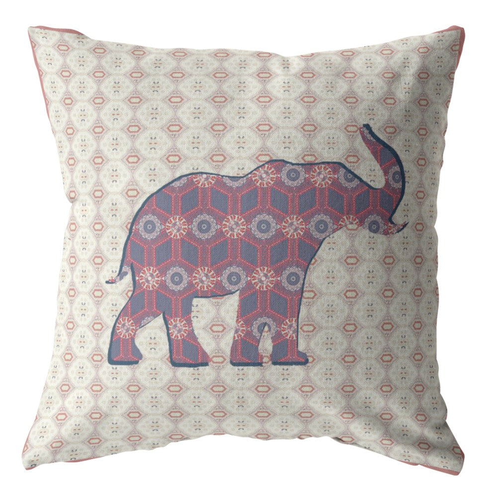 20" Magenta Elephant Decorative Suede Throw Pillow FurniFindUSA