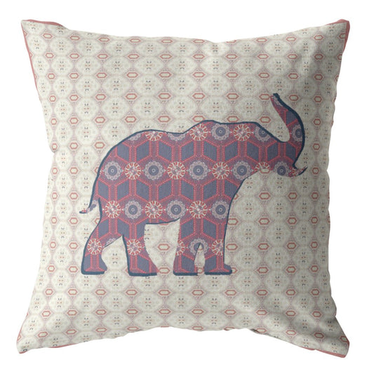 20" Magenta Elephant Decorative Suede Throw Pillow FurniFindUSA