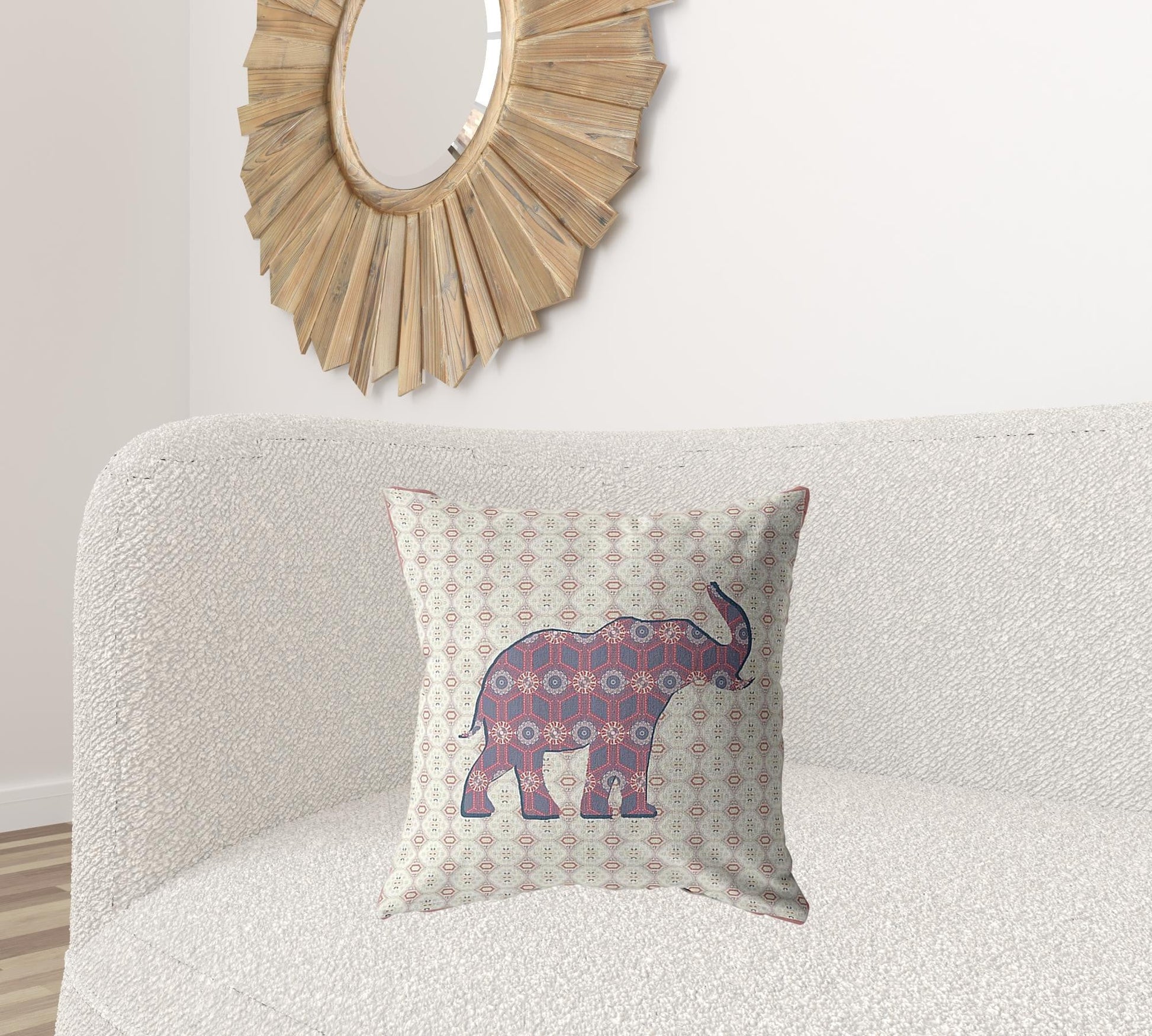 20" Magenta Elephant Decorative Suede Throw Pillow FurniFindUSA