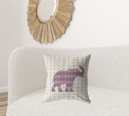 20" Magenta Elephant Decorative Suede Throw Pillow FurniFindUSA