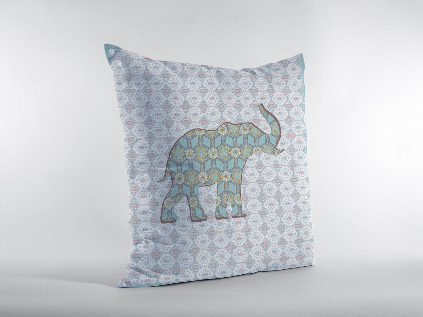 20" Blue Elephant Decorative Suede Throw Pillow FurniFindUSA