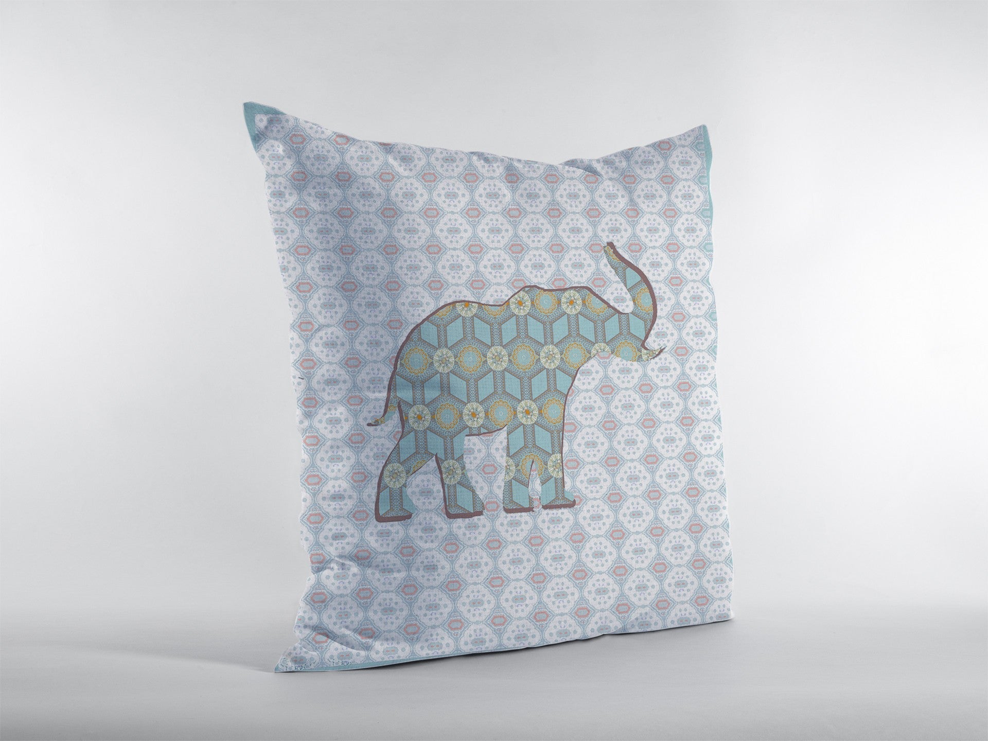 20" Blue Elephant Decorative Suede Throw Pillow FurniFindUSA