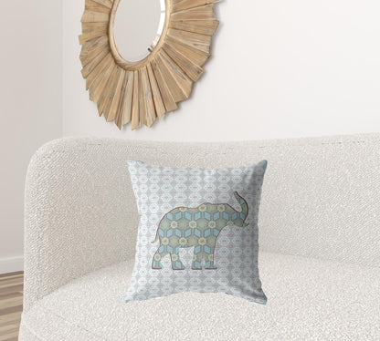20" Blue Elephant Decorative Suede Throw Pillow FurniFindUSA
