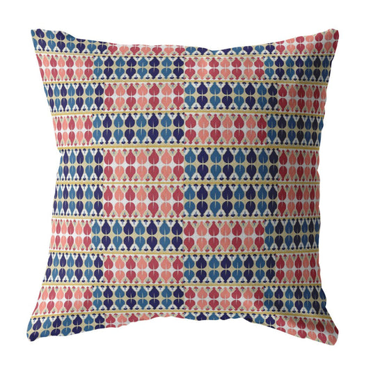 20" Red Blue Spades Suede Throw Pillow FurniFindUSA