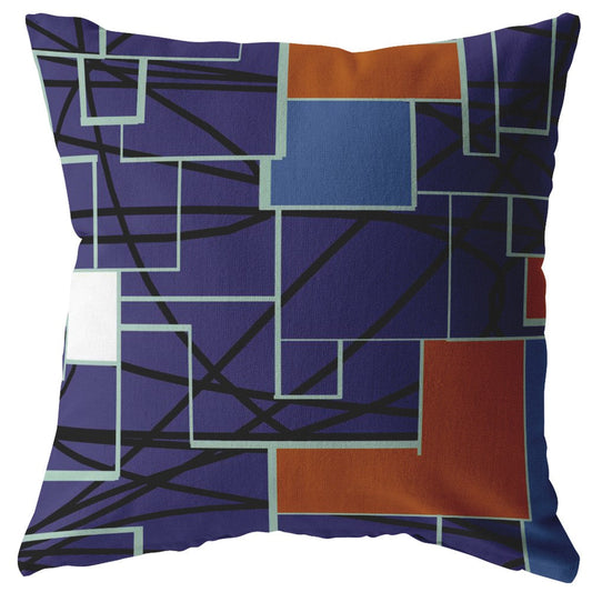 20" Navy Puzzle Piece Suede Throw Pillow FurniFindUSA