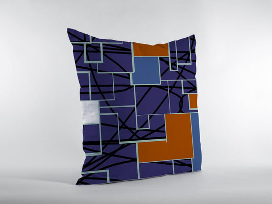 20" Navy Puzzle Piece Suede Throw Pillow FurniFindUSA