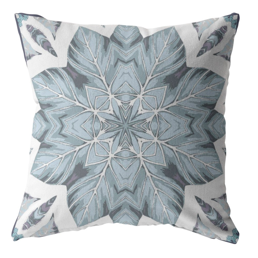 20" Blue Floral Forest Suede Throw Pillow FurniFindUSA
