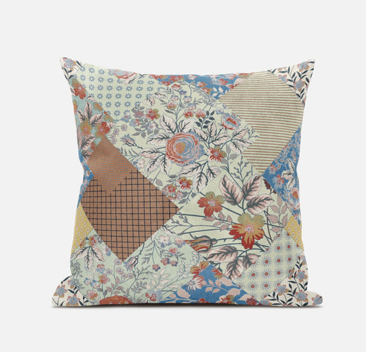 16" Orange Yellow Floral Zippered Suede Throw Pillow FurniFindUSA