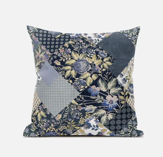 16" Black Yellow Floral Zippered Suede Throw Pillow FurniFindUSA