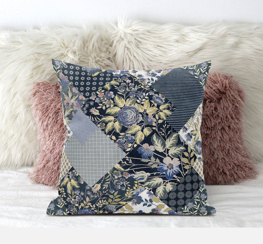 16" Black Yellow Floral Zippered Suede Throw Pillow FurniFindUSA