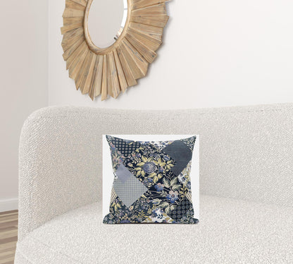 16" Black Yellow Floral Zippered Suede Throw Pillow FurniFindUSA