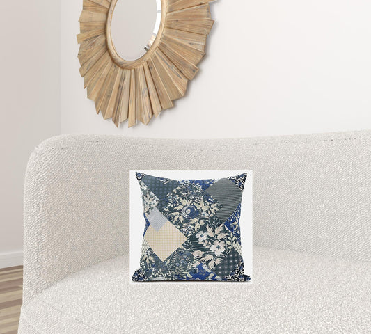 16" Gray Cream Floral Zippered Suede Throw Pillow FurniFindUSA