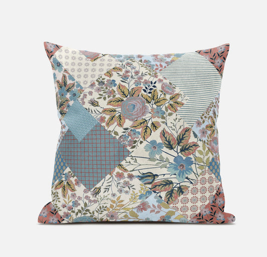 16" Gold Pink Floral Zippered Suede Throw Pillow FurniFindUSA