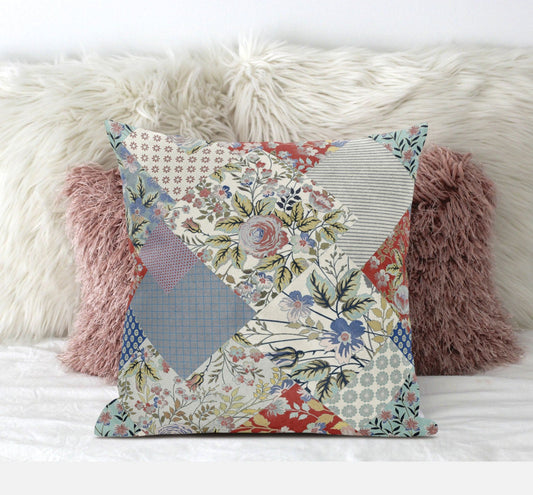 16" Red Gold Floral Zippered Suede Throw Pillow FurniFindUSA