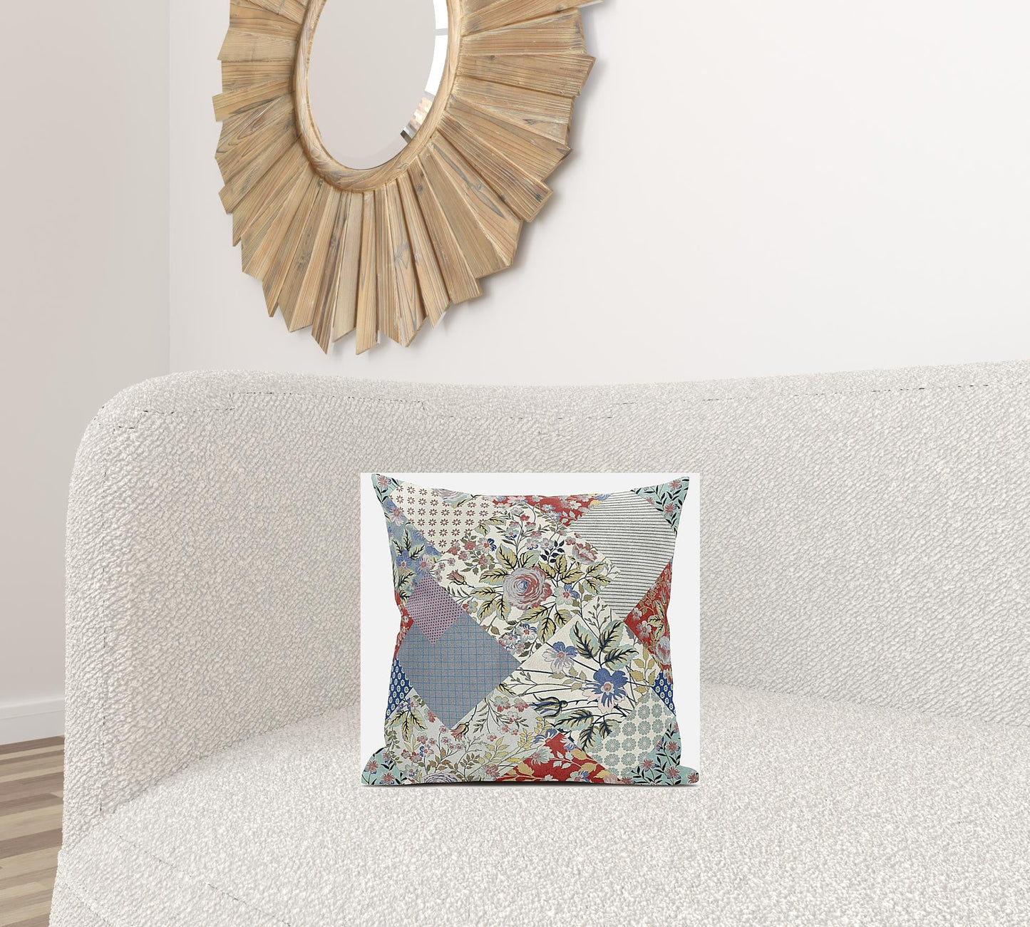 16" Red Gold Floral Zippered Suede Throw Pillow FurniFindUSA