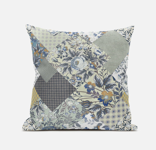 16" Sage Cream Floral Zippered Suede Throw Pillow FurniFindUSA
