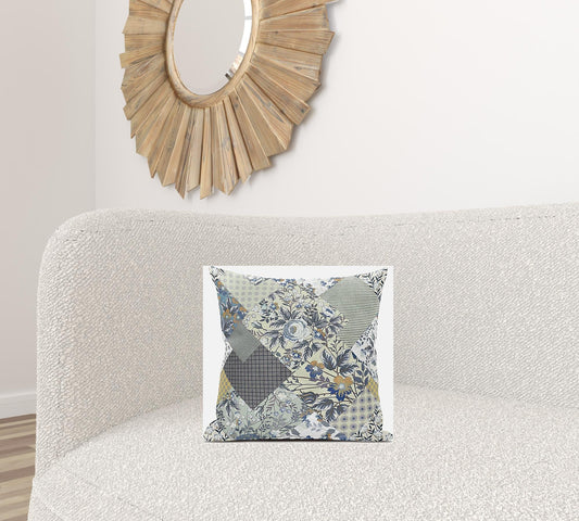 16" Sage Cream Floral Zippered Suede Throw Pillow FurniFindUSA