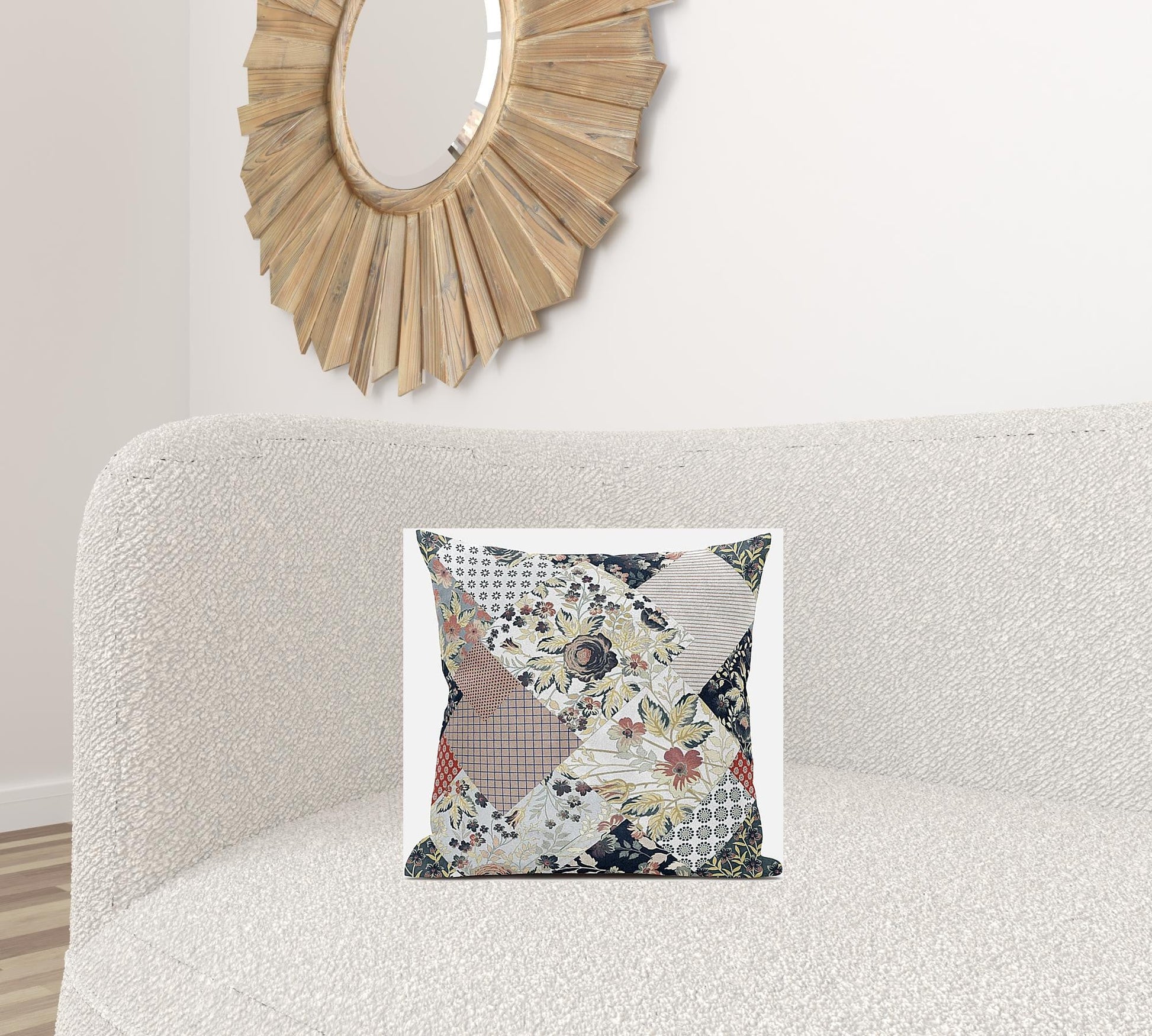 16" Peach Black Floral Zippered Suede Throw Pillow FurniFindUSA