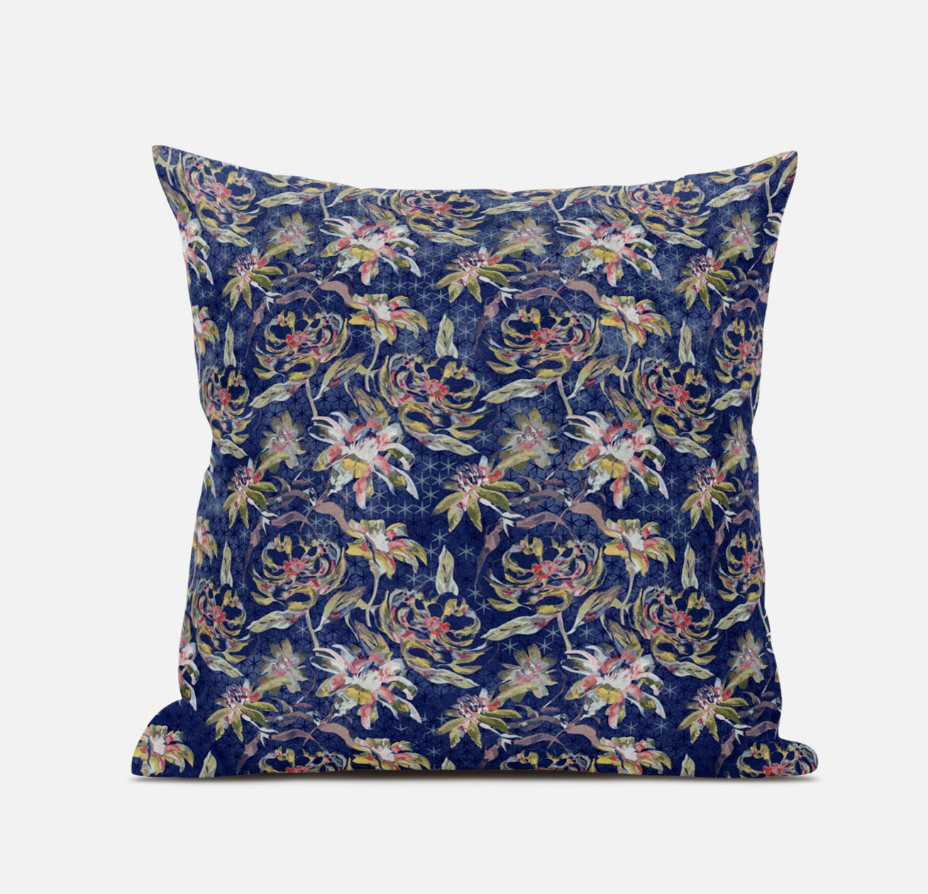 16" Blue Yellow Roses Zippered Suede Throw Pillow FurniFindUSA