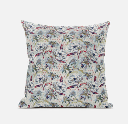 16" Light Green Gray Roses Zippered Suede Throw Pillow FurniFindUSA