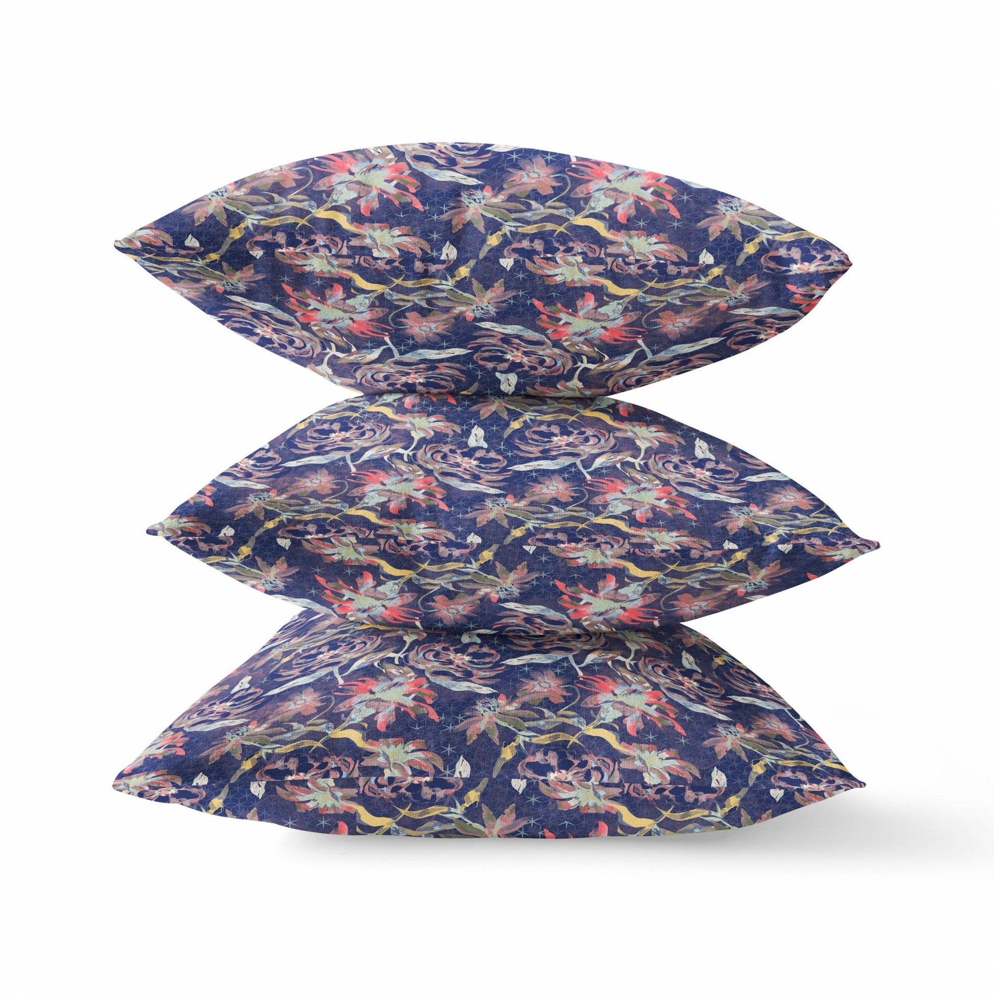 16" Midnight Blue Roses Zippered Suede Throw Pillow FurniFindUSA