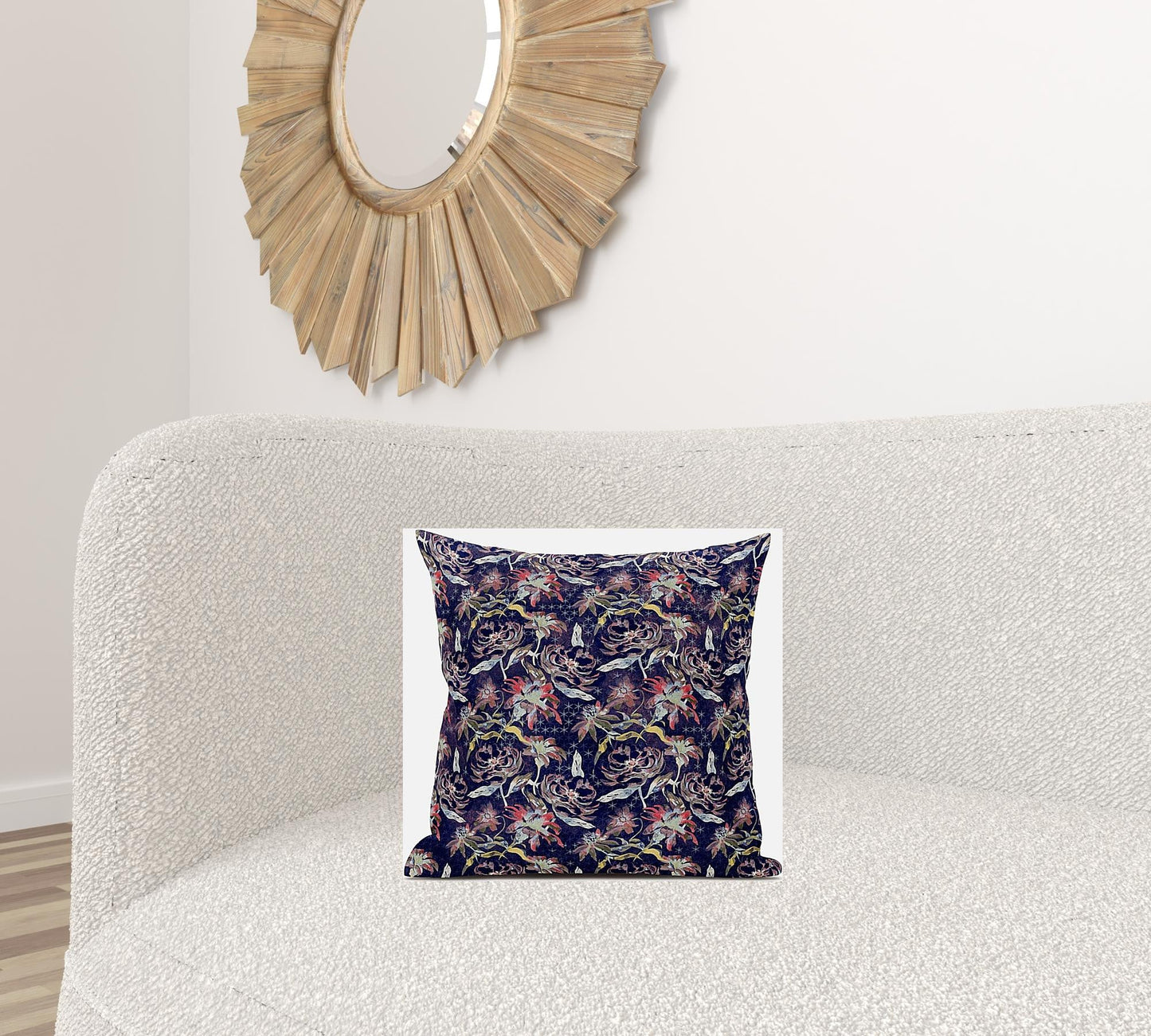 16" Midnight Blue Roses Zippered Suede Throw Pillow FurniFindUSA