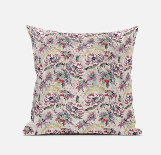 16" Pink Yellow Roses Zippered Suede Throw Pillow FurniFindUSA