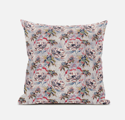 16" Lavender Pink Roses Zippered Suede Throw Pillow FurniFindUSA