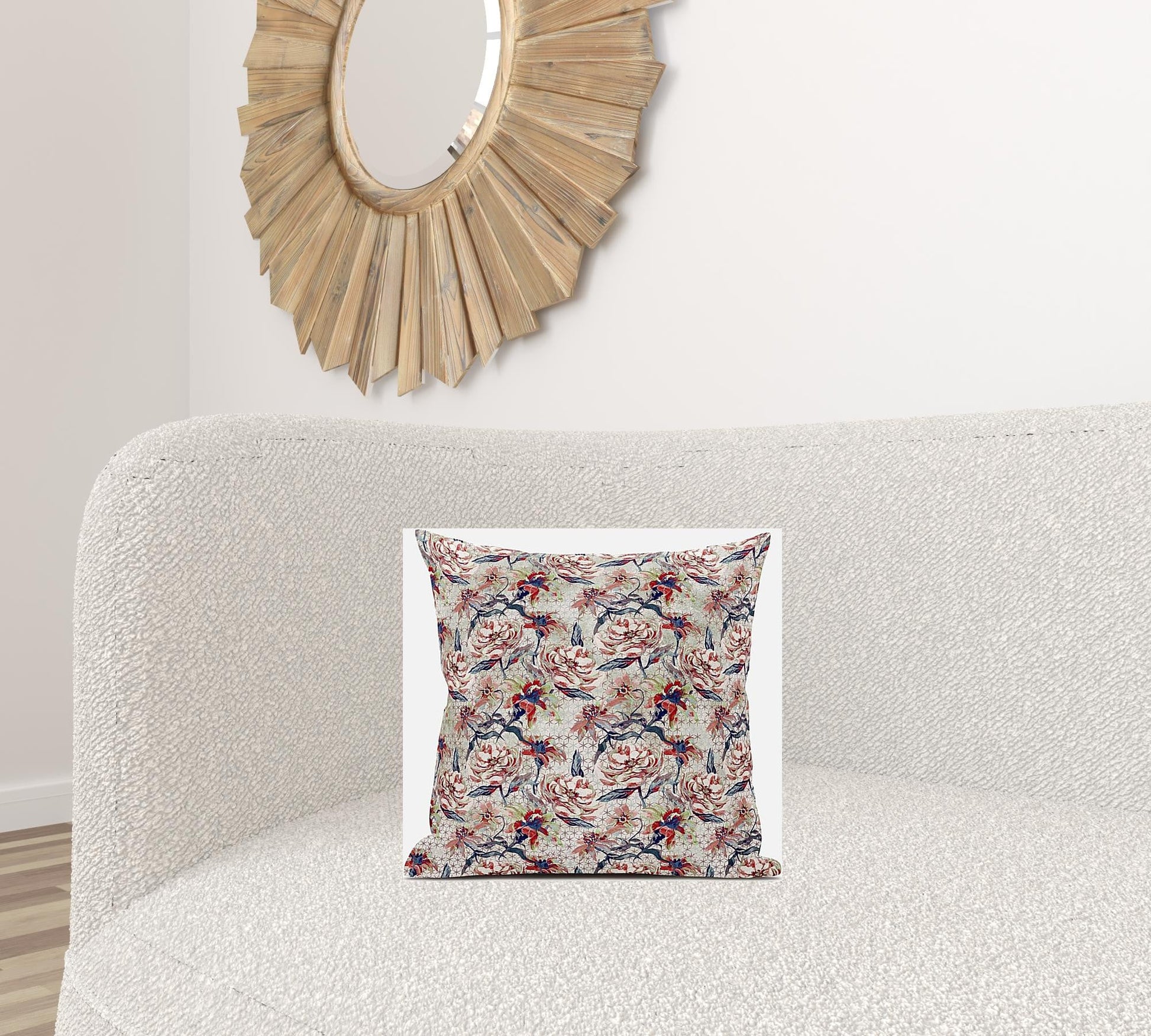 16" Red Light Indigo Roses Zippered Suede Throw Pillow FurniFindUSA