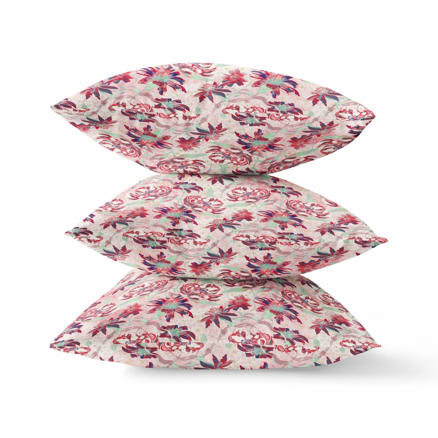 16" Red White Roses Zippered Suede Throw Pillow FurniFindUSA