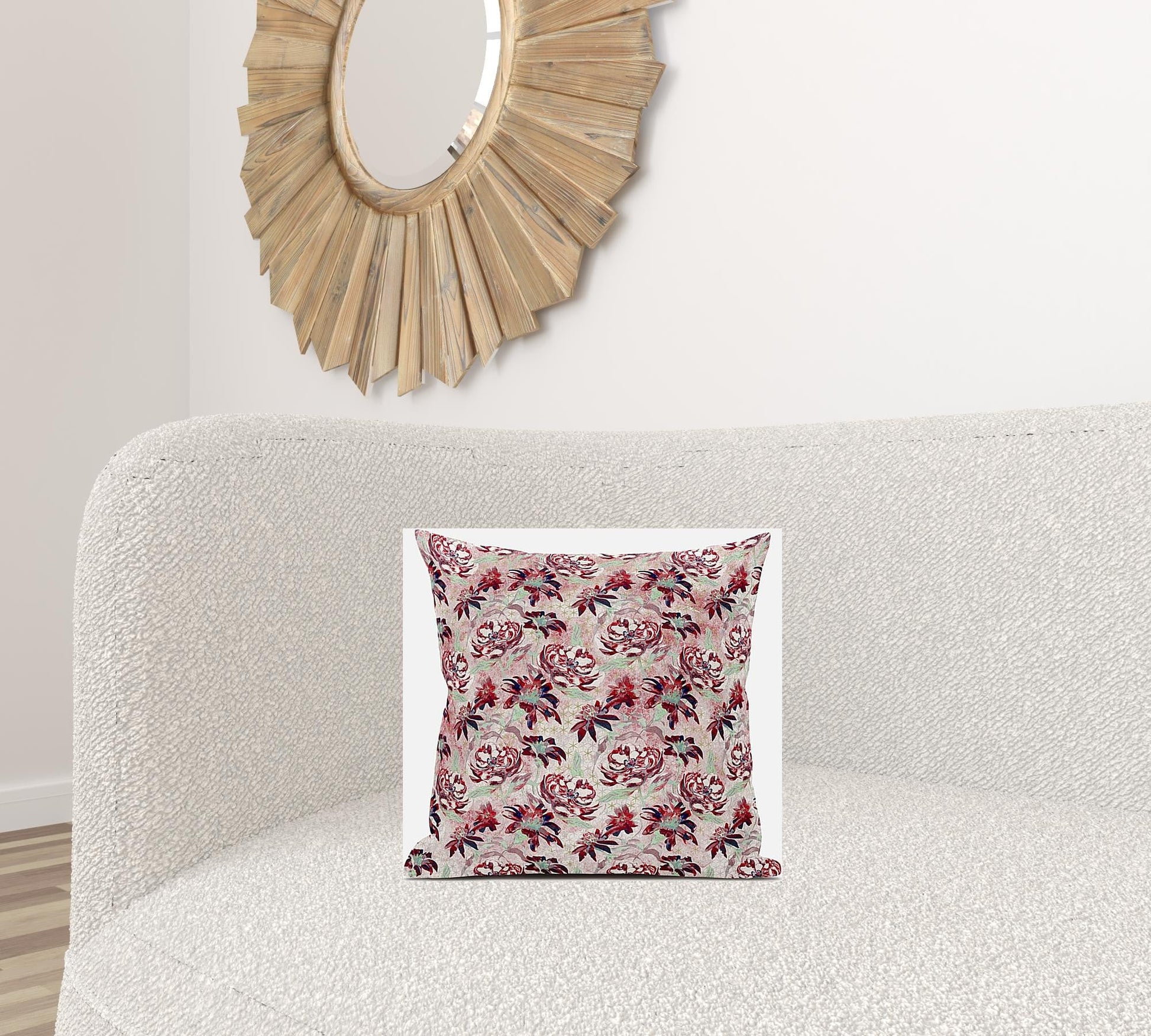 16" Red White Roses Zippered Suede Throw Pillow FurniFindUSA