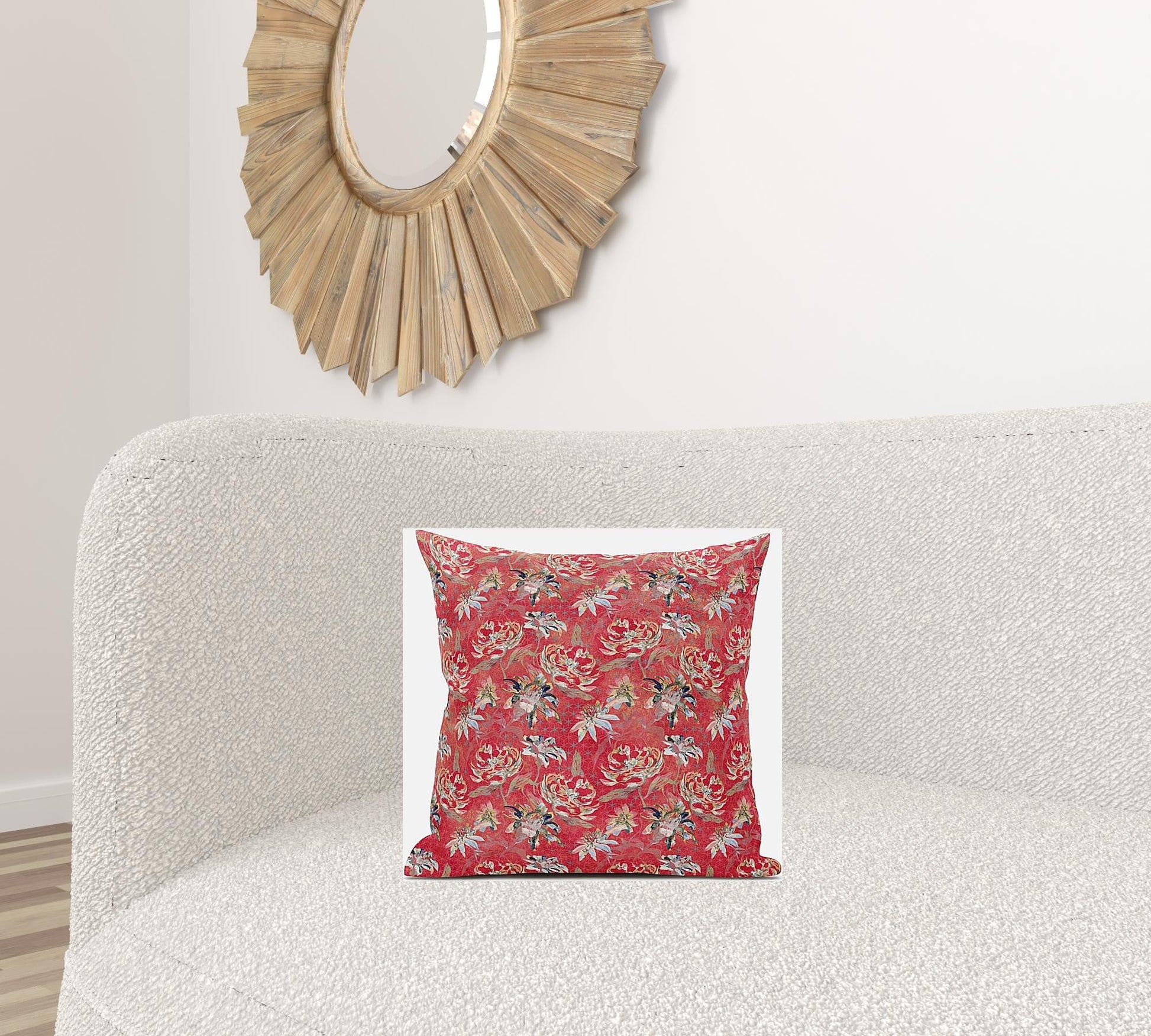 16" Salmon Red Roses Zippered Suede Throw Pillow FurniFindUSA