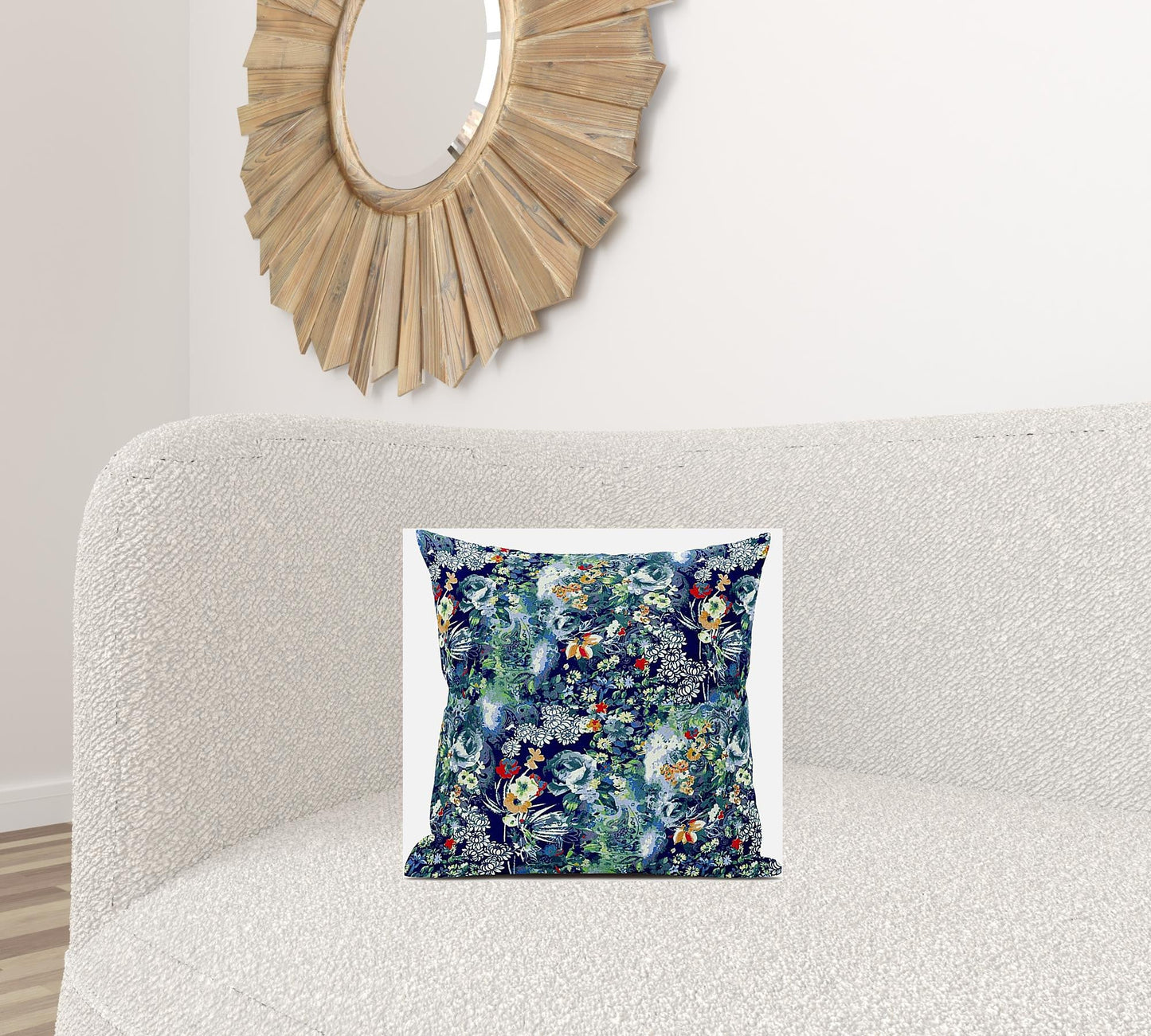 16" Blue Turquoise Springtime Zippered Suede Throw Pillow FurniFindUSA