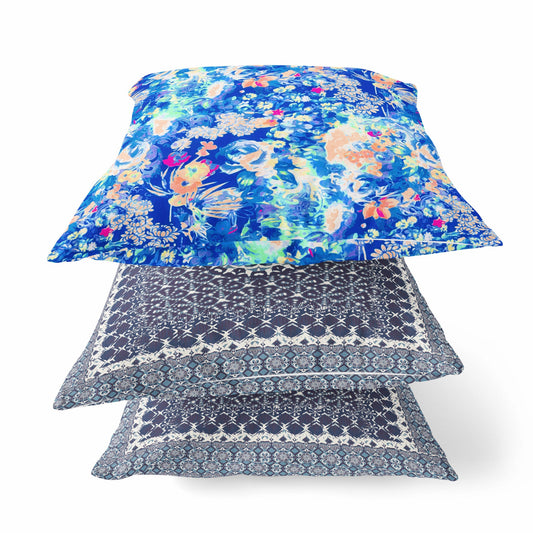 16" Bright Blue Springtime Zippered Suede Throw Pillow FurniFindUSA