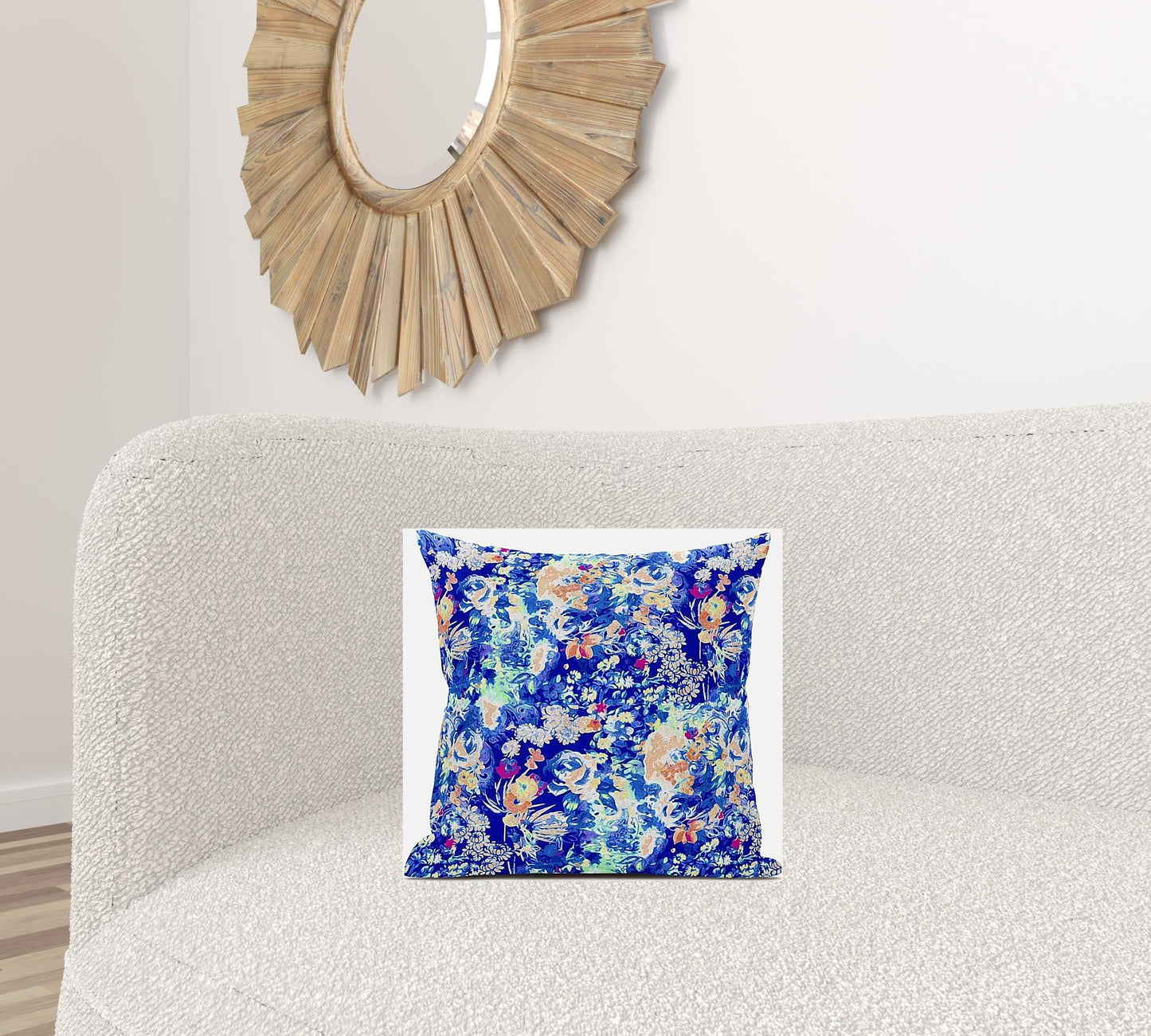 16" Bright Blue Springtime Zippered Suede Throw Pillow FurniFindUSA