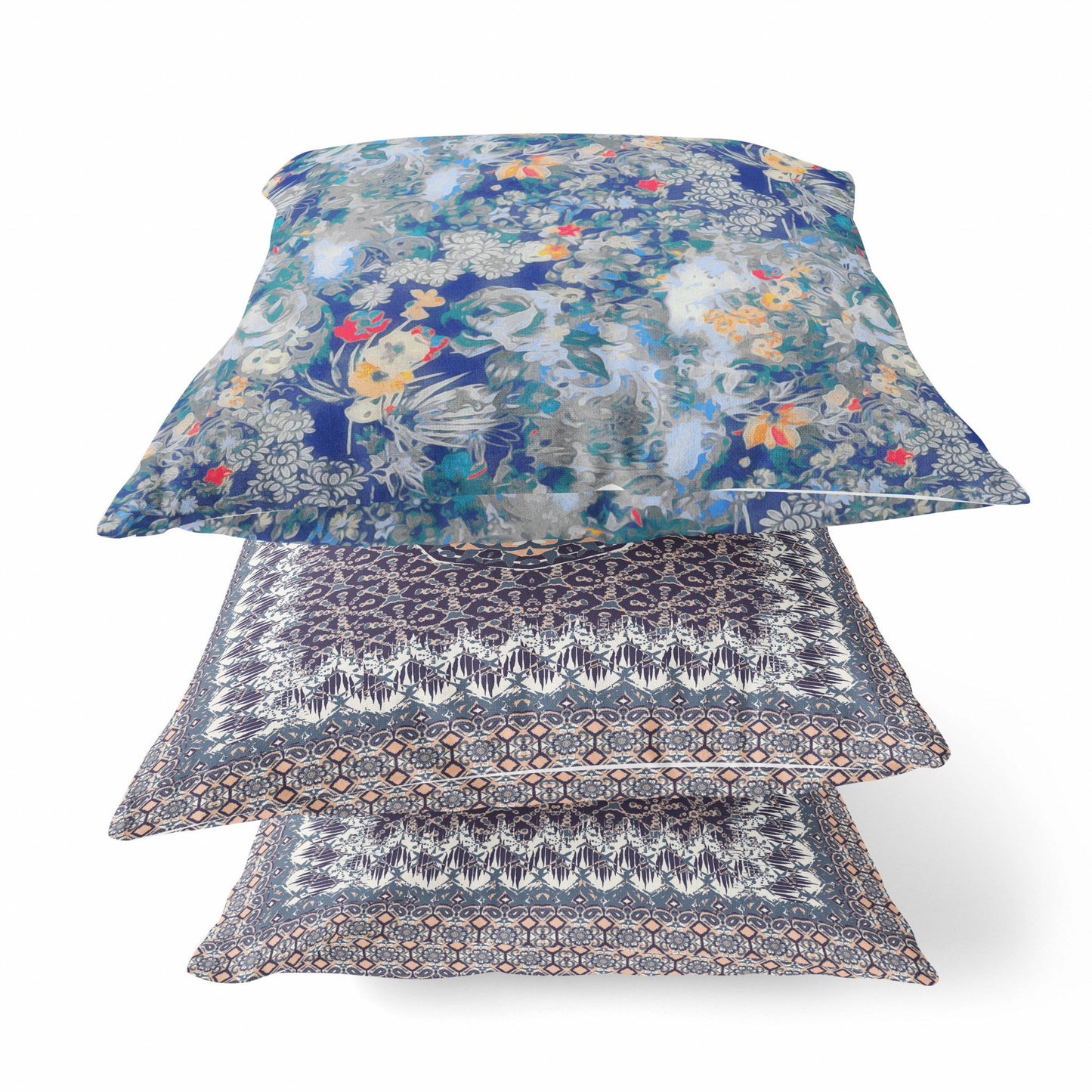 16" Blue Gray Springtime Zippered Suede Throw Pillow FurniFindUSA