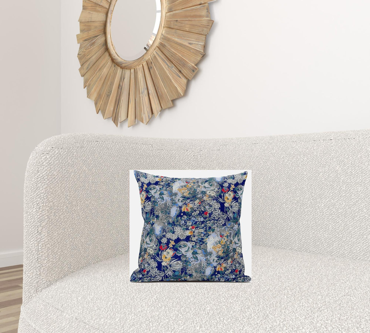 16" Blue Gray Springtime Zippered Suede Throw Pillow FurniFindUSA