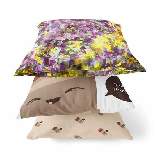 16" Purple Yellow Springtime Zippered Suede Throw Pillow FurniFindUSA