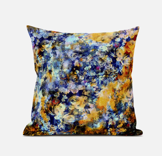 16" Orange Indigo Springtime Zippered Suede Throw Pillow FurniFindUSA