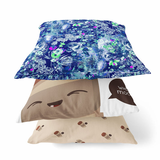 16" Purple Blue Springtime Zippered Suede Throw Pillow FurniFindUSA