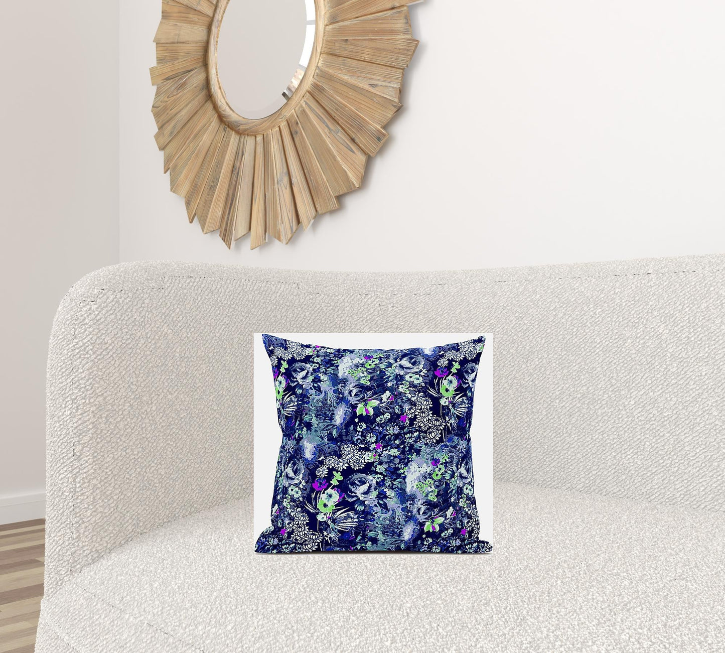 16" Purple Blue Springtime Zippered Suede Throw Pillow FurniFindUSA