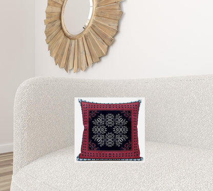 16" X 16" Light Blue White Geometric Zippered Suede Throw Pillow FurniFindUSA