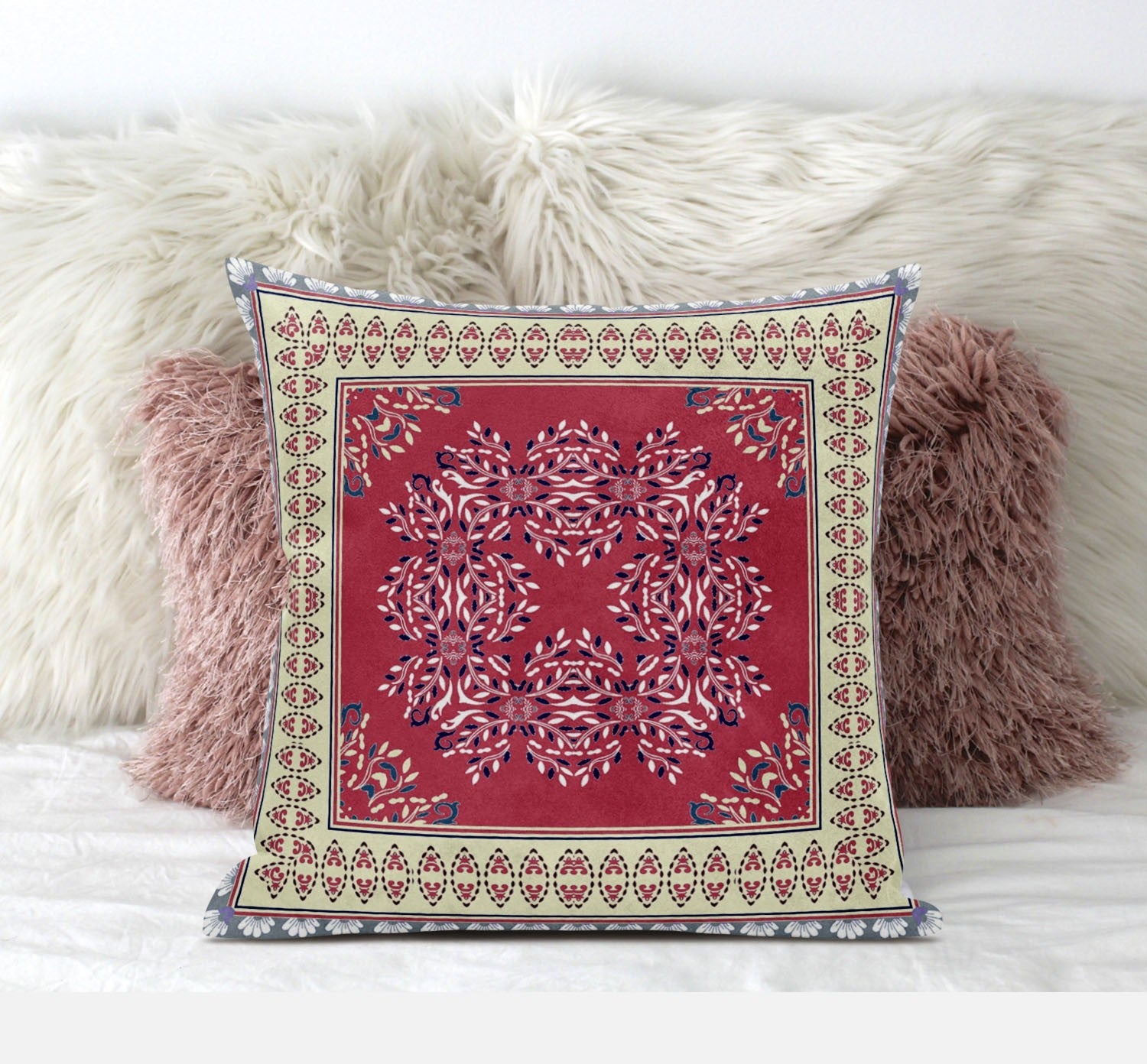 16" X 16" Blue Light Blue Geometric Zippered Suede Throw Pillow FurniFindUSA