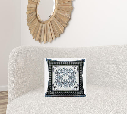 16" X 16" Cream Orange Geometric Zippered Suede Throw Pillow FurniFindUSA